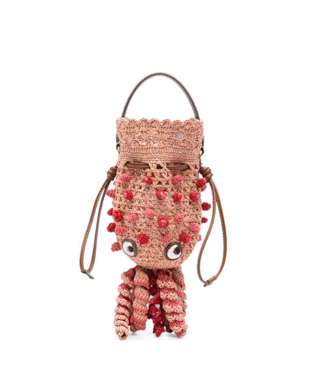 ANYA HINDMARCH Розовая плетеная сумка с короткими ручками, фото 1