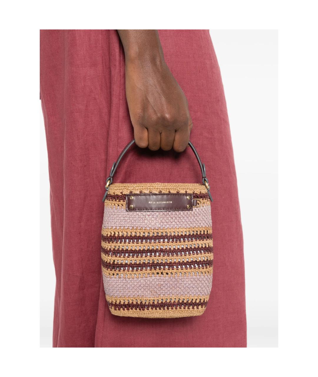ANYA HINDMARCH Фиолетовая плетеная сумка с короткими ручками, фото 3