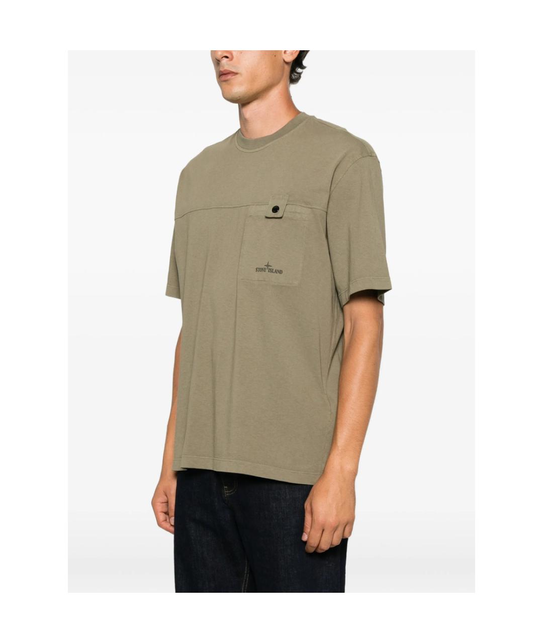 STONE ISLAND Зеленая хлопковая футболка, фото 3