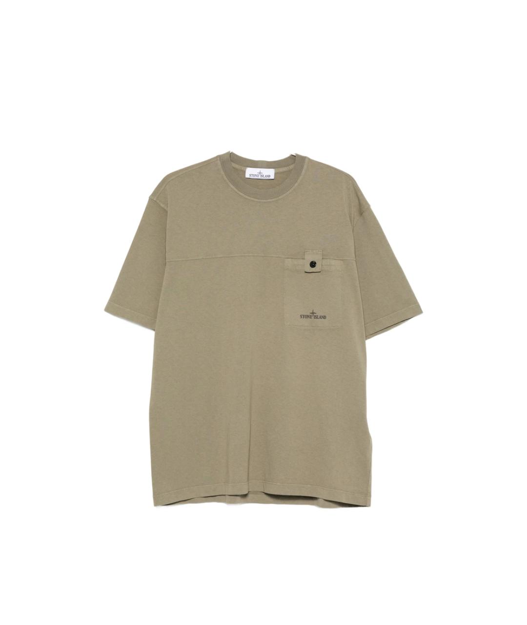 STONE ISLAND Зеленая хлопковая футболка, фото 6