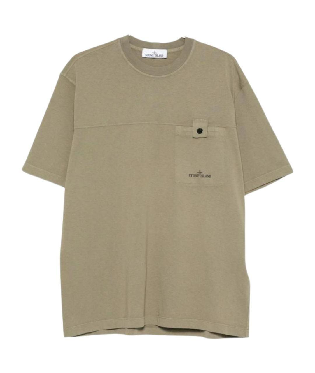 STONE ISLAND Зеленая хлопковая футболка, фото 1