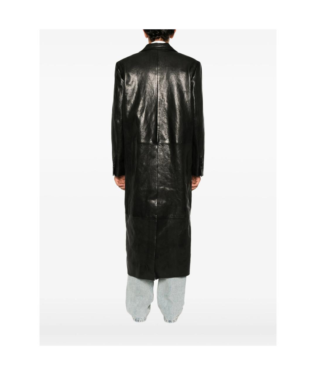 ANN DEMEULEMEESTER Черное кожаное пальто, фото 2