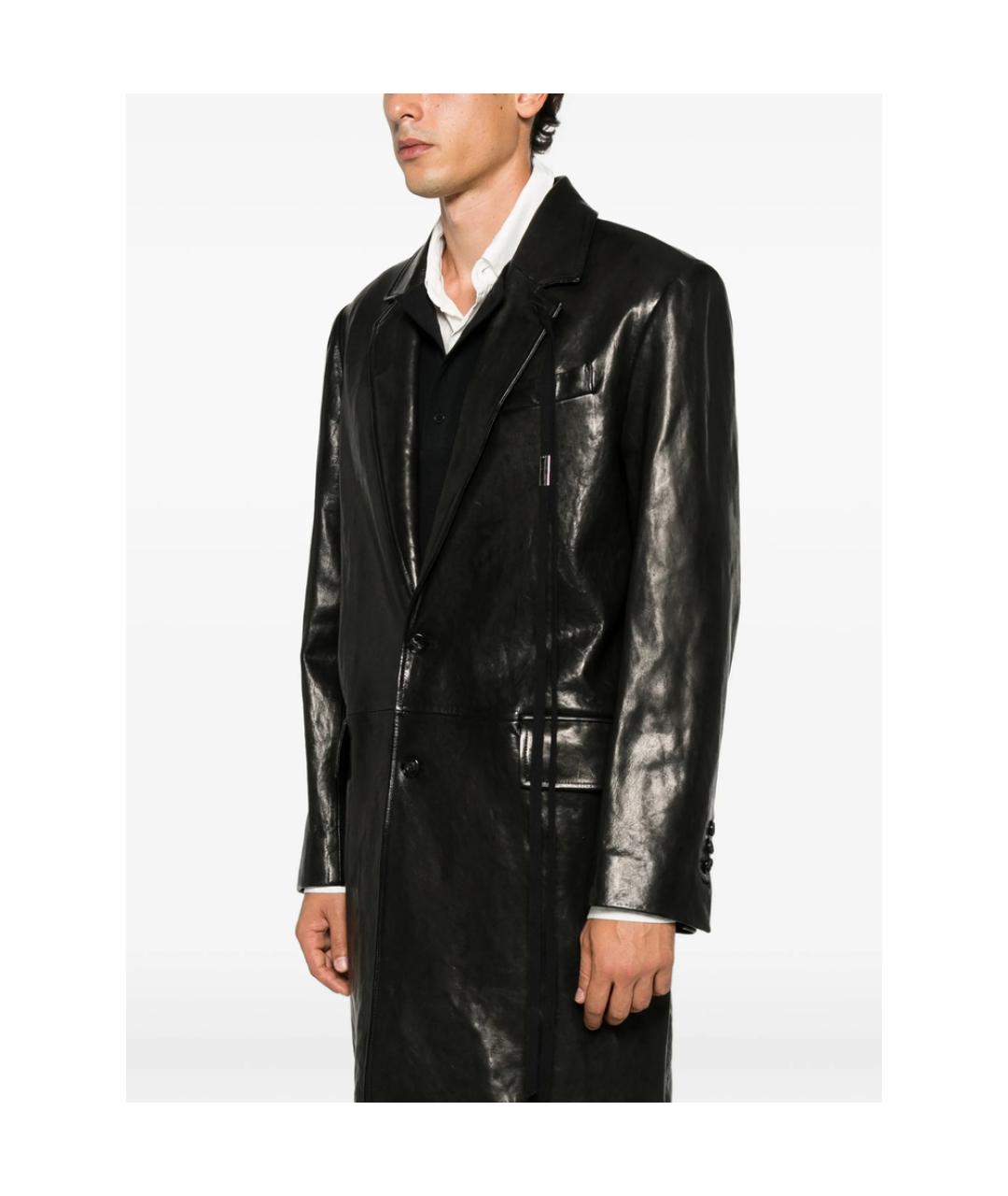 ANN DEMEULEMEESTER Черное кожаное пальто, фото 3