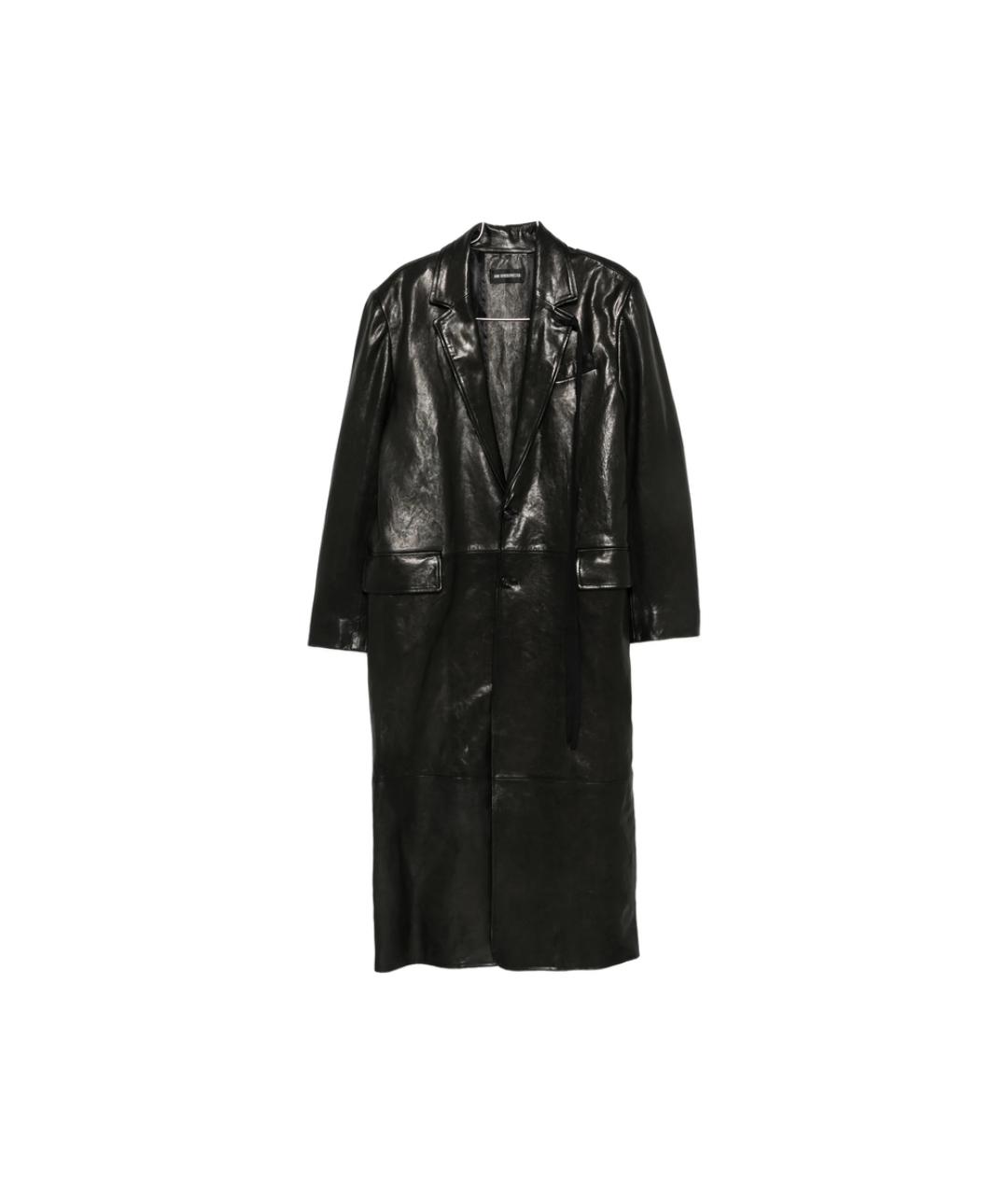 ANN DEMEULEMEESTER Черное кожаное пальто, фото 1