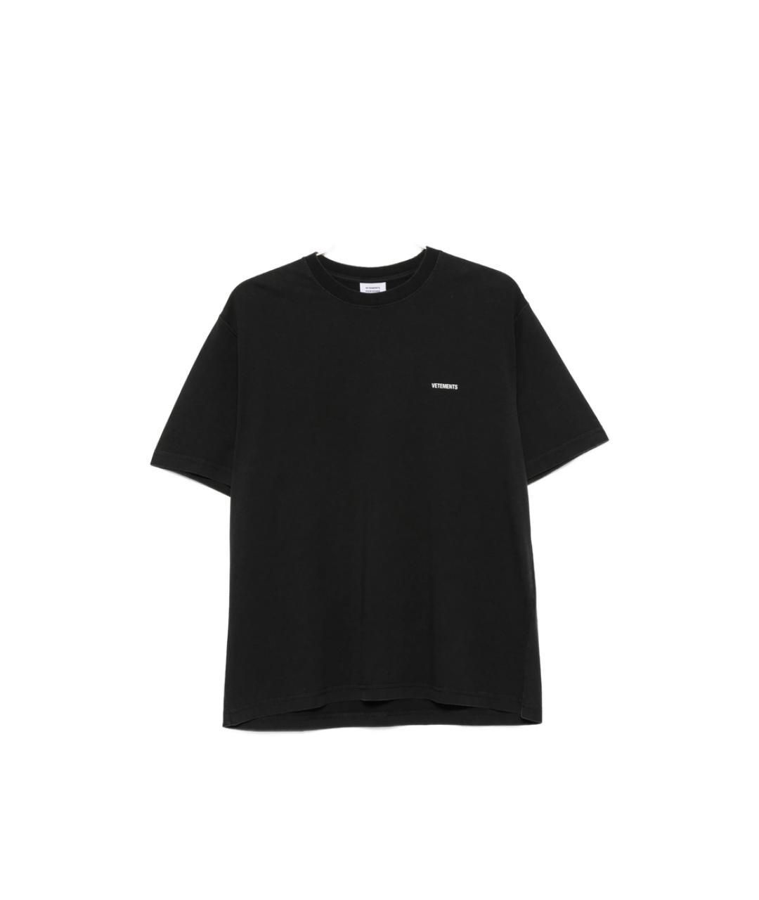 VETEMENTS Черная хлопковая футболка, фото 3