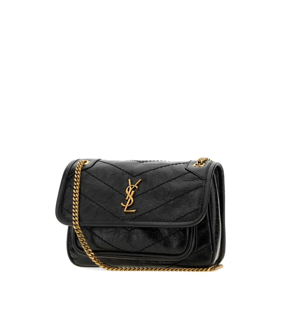 SAINT LAURENT Черная кожаная сумка через плечо, фото 3