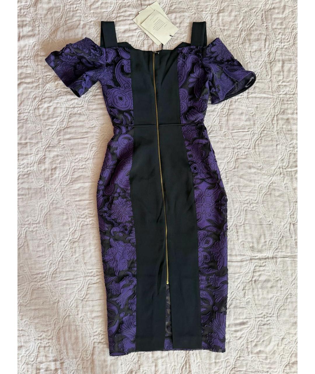 ROLAND MOURET Фиолетовое хлопковое вечернее платье, фото 6