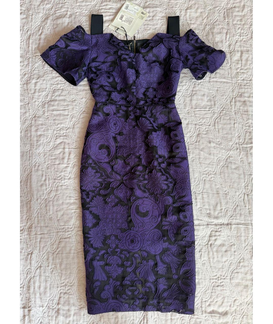 ROLAND MOURET Фиолетовое хлопковое вечернее платье, фото 2