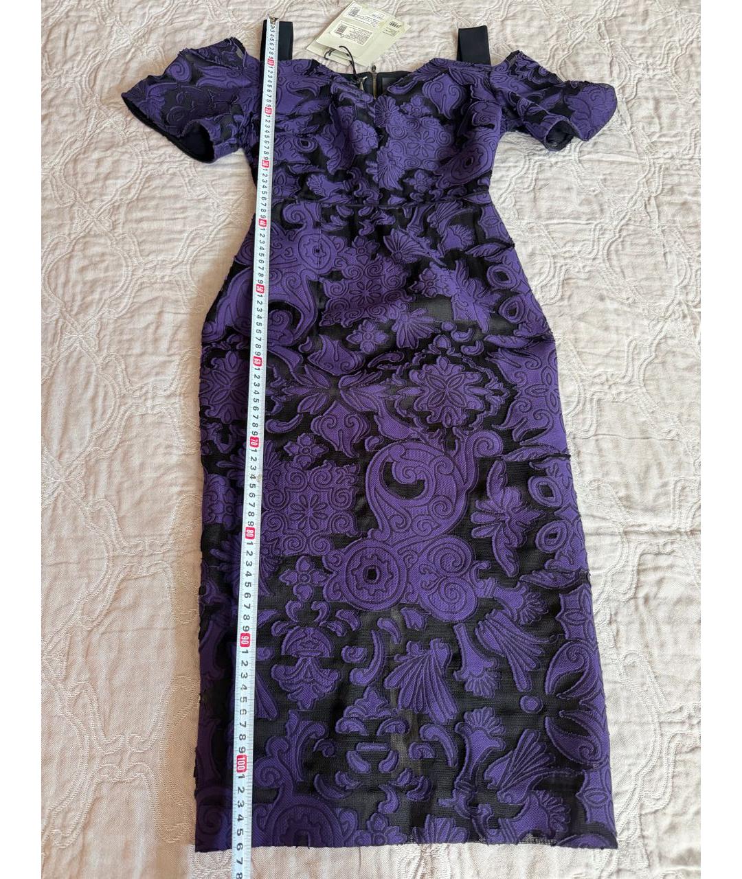 ROLAND MOURET Фиолетовое хлопковое вечернее платье, фото 3