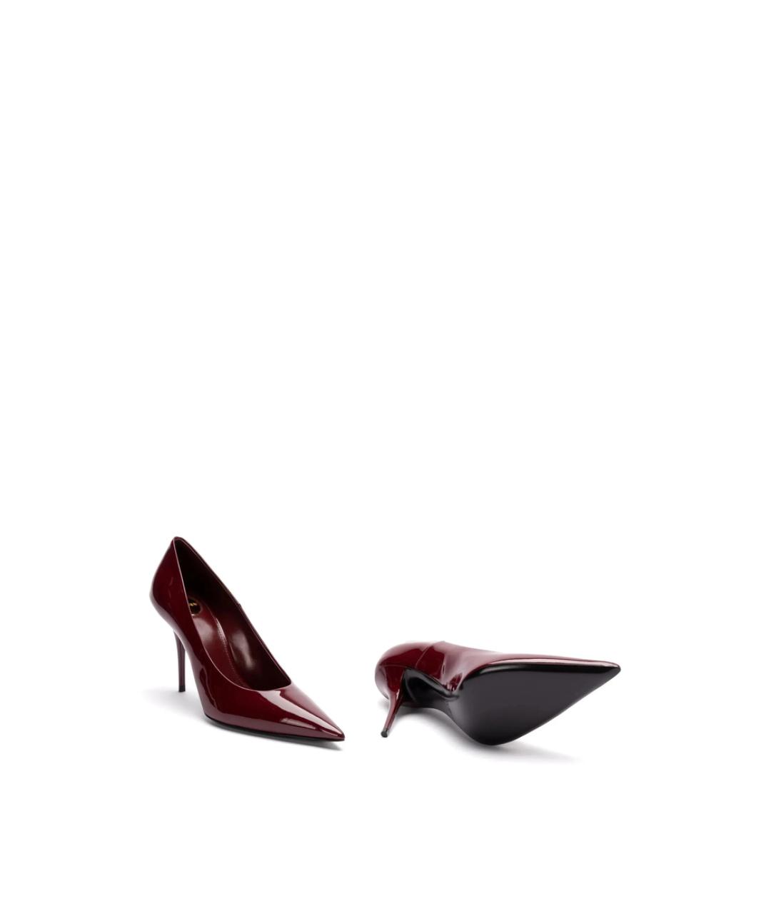 SAINT LAURENT Бордовые туфли из лакированной кожи, фото 5