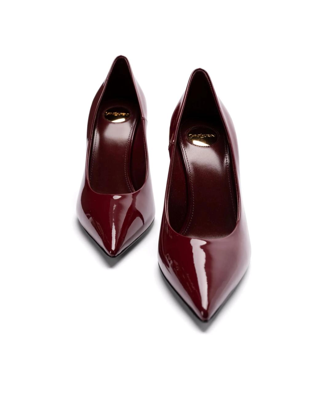 SAINT LAURENT Бордовые туфли из лакированной кожи, фото 2