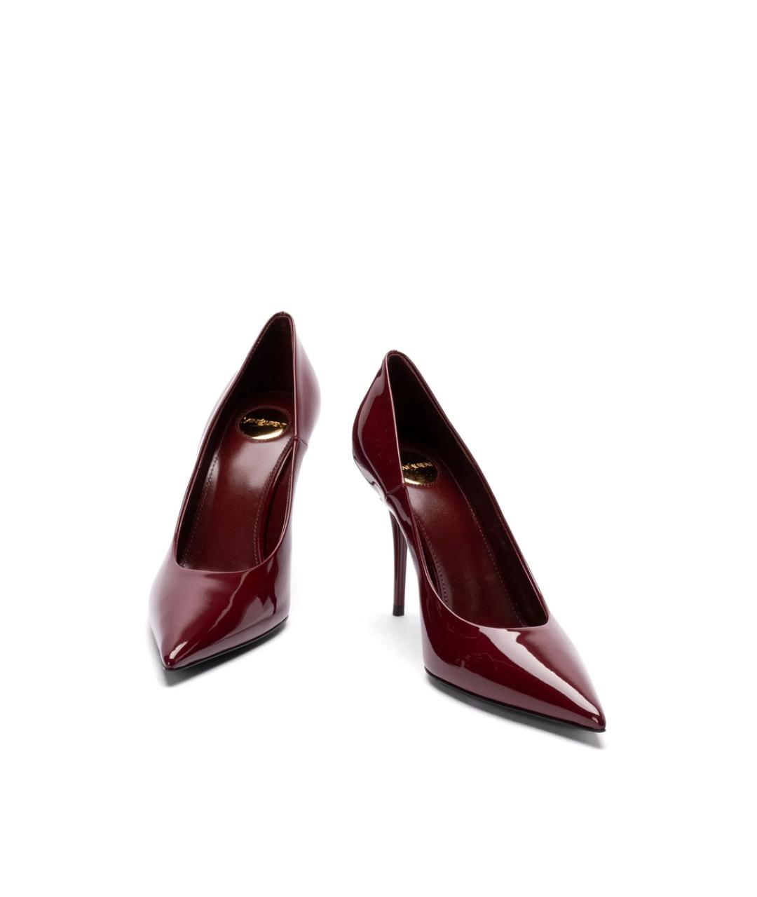 SAINT LAURENT Бордовые туфли из лакированной кожи, фото 3