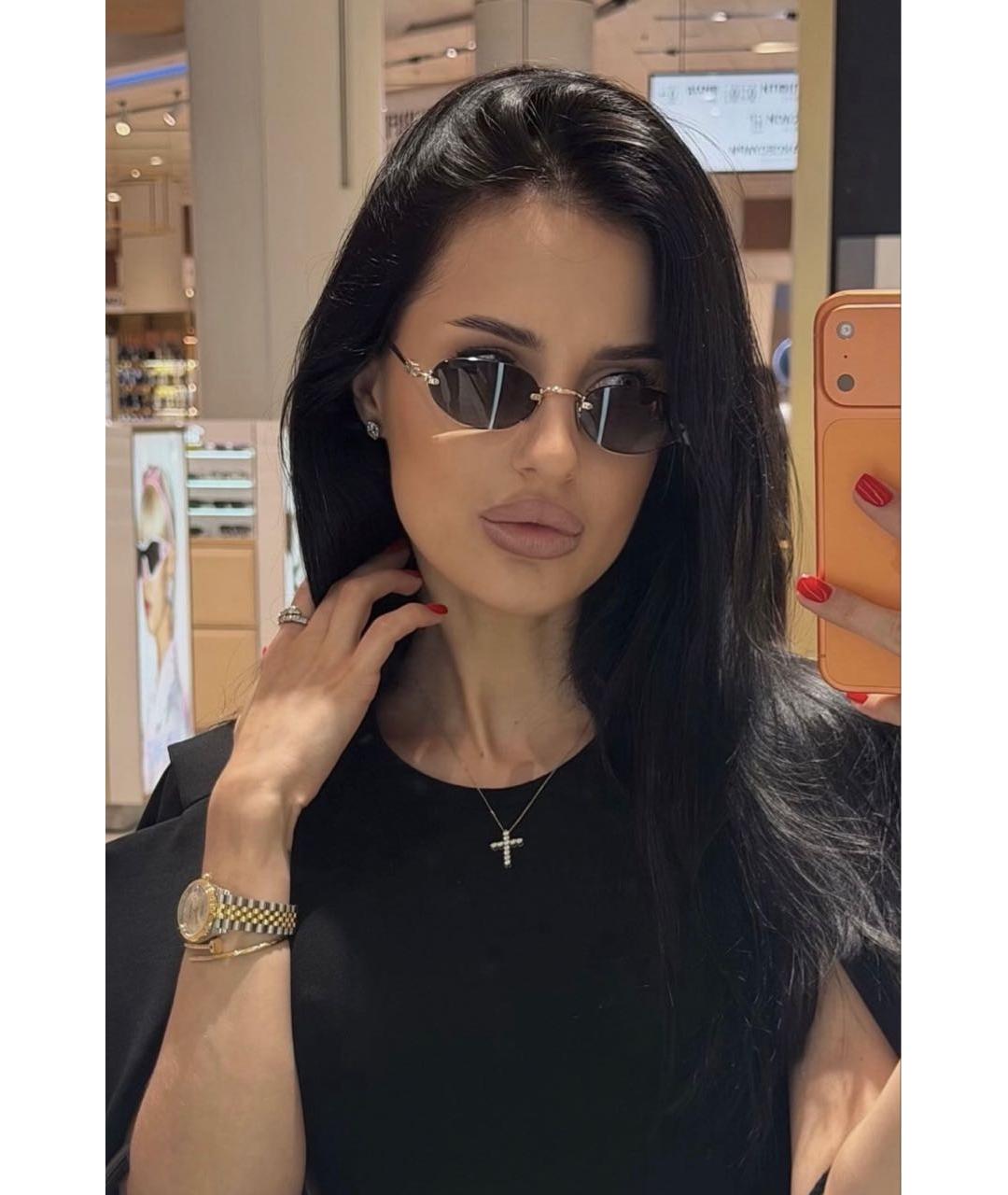 MIU MIU Золотые металлические солнцезащитные очки, фото 6