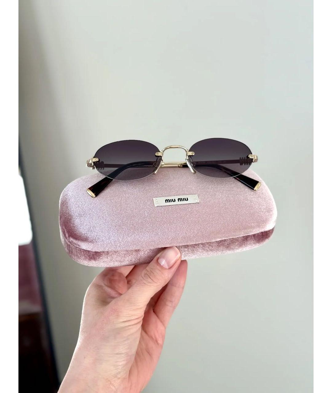 MIU MIU Золотые металлические солнцезащитные очки, фото 5