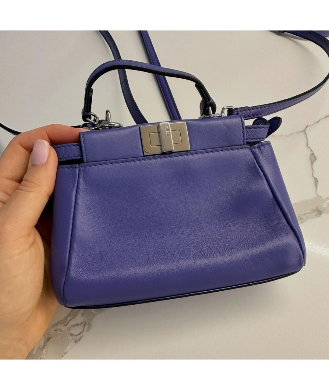 FENDI Фиолетовая кожаная сумка через плечо, фото 2