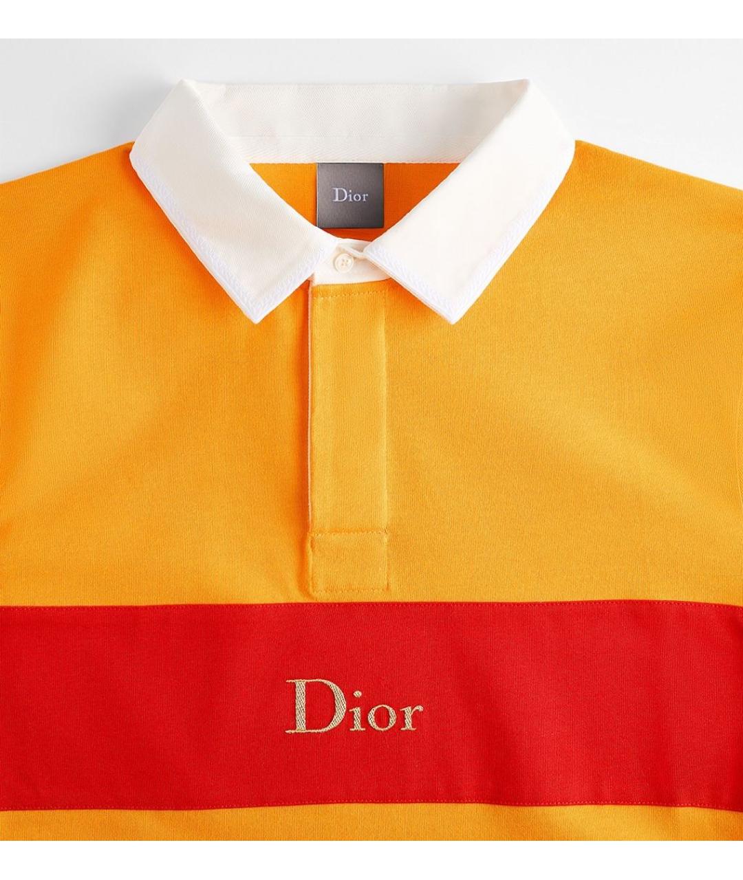 CHRISTIAN DIOR Оранжевое хлопковое поло с длинным рукавом, фото 2