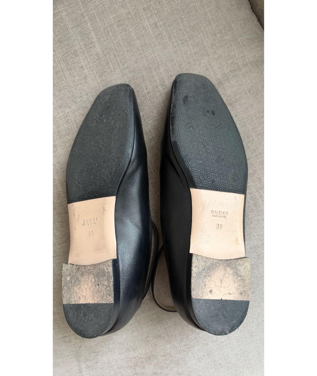 GUCCI Черные кожаные балетки, фото 4