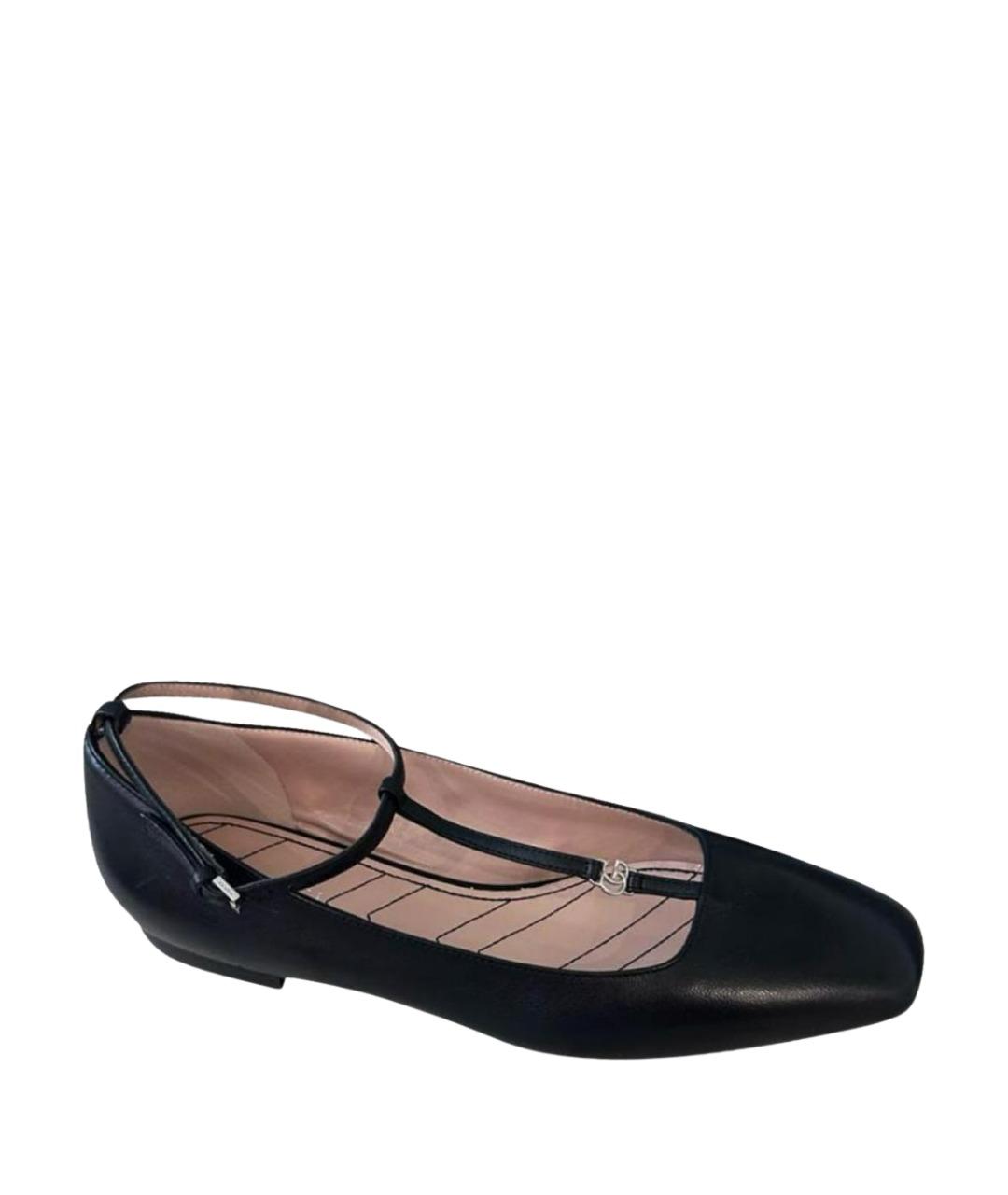 GUCCI Черные кожаные балетки, фото 1