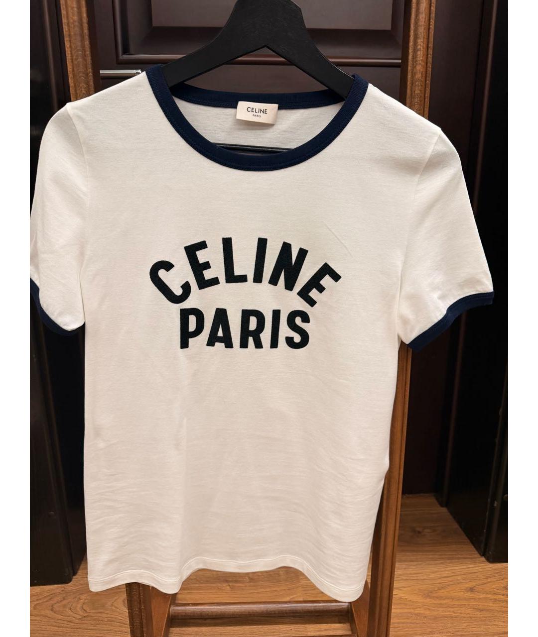 CELINE Белая хлопковая футболка, фото 5