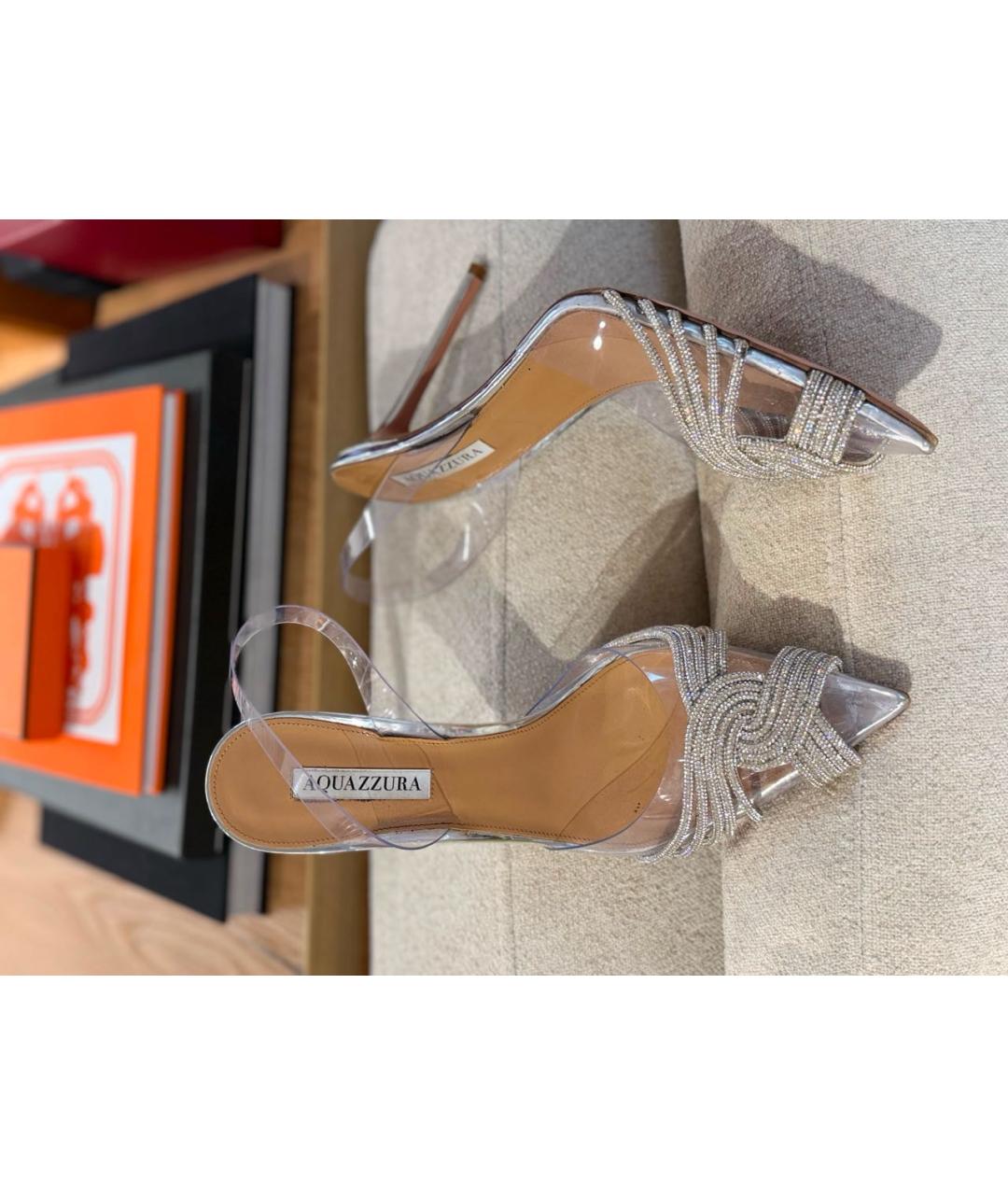 AQUAZZURA Серебряные синтетические туфли, фото 2