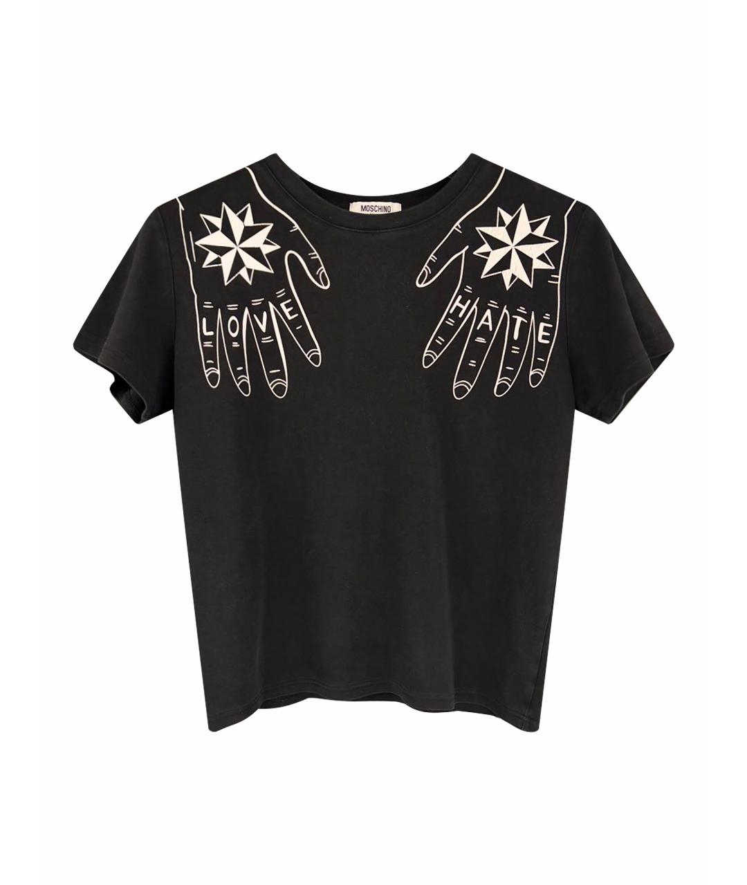 MOSCHINO Черная хлопковая футболка, фото 1