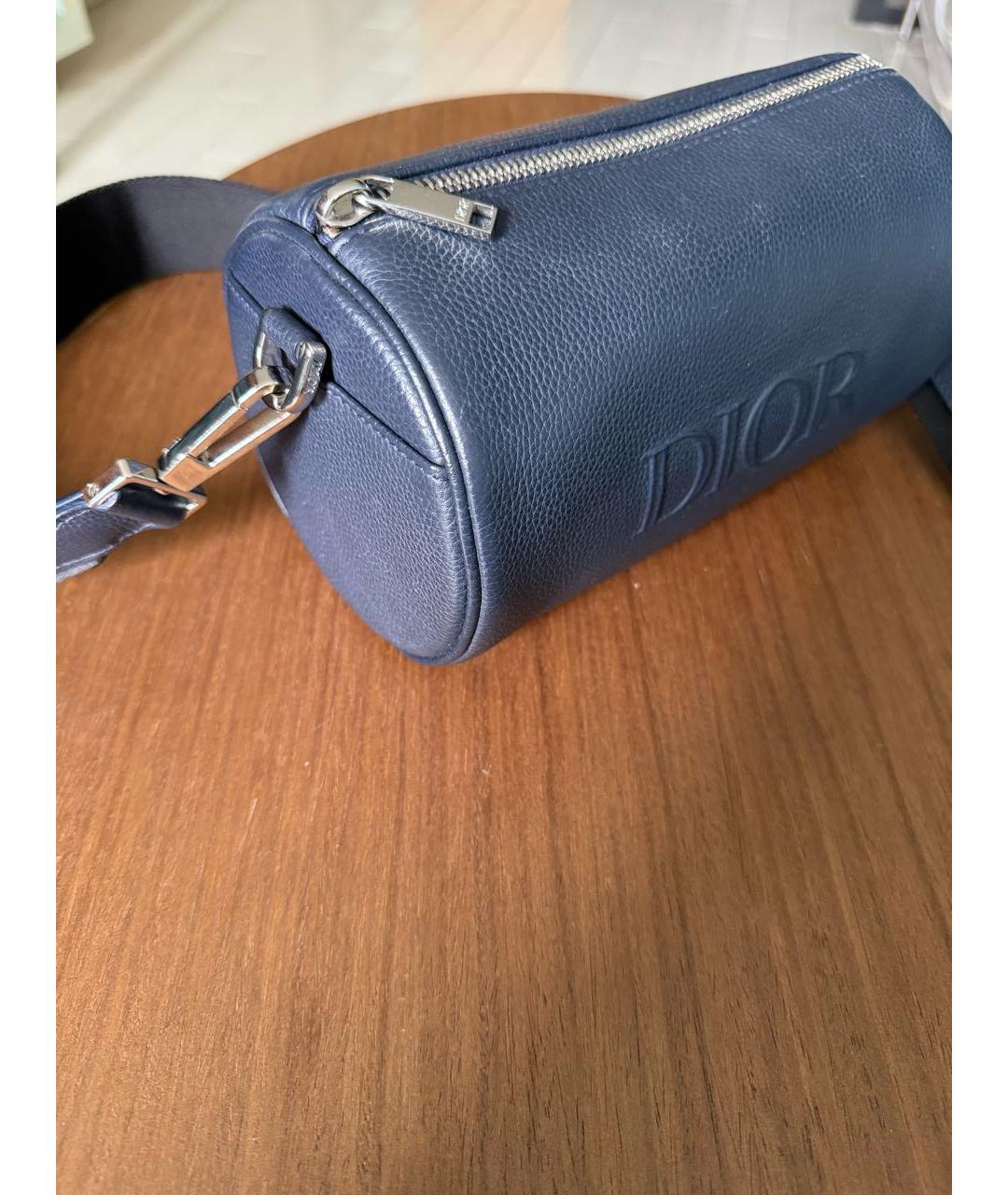 CHRISTIAN DIOR Темно-синяя кожаная сумка на плечо, фото 2