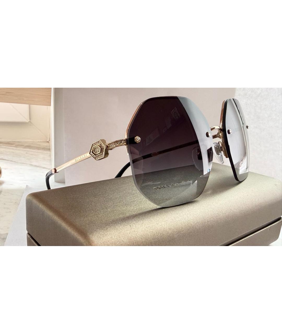 BVLGARI Черные металлические солнцезащитные очки, фото 2
