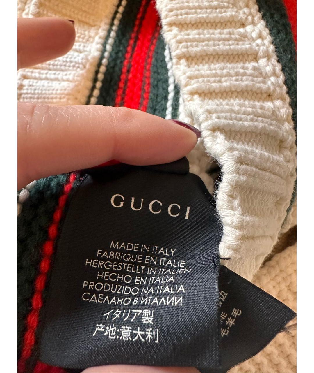 GUCCI Белая шерстяная шапка, фото 3