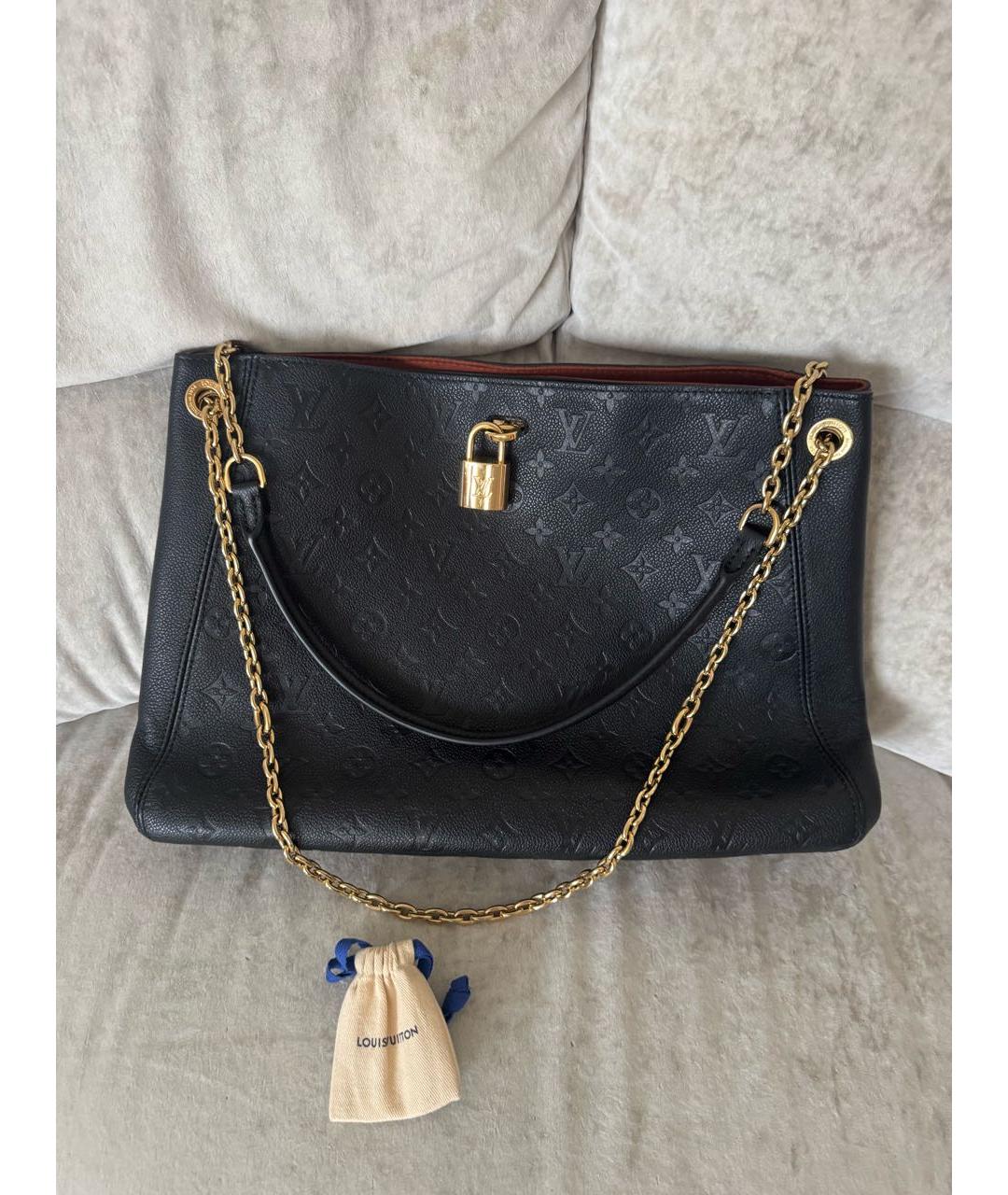 LOUIS VUITTON Черная кожаная сумка тоут, фото 2