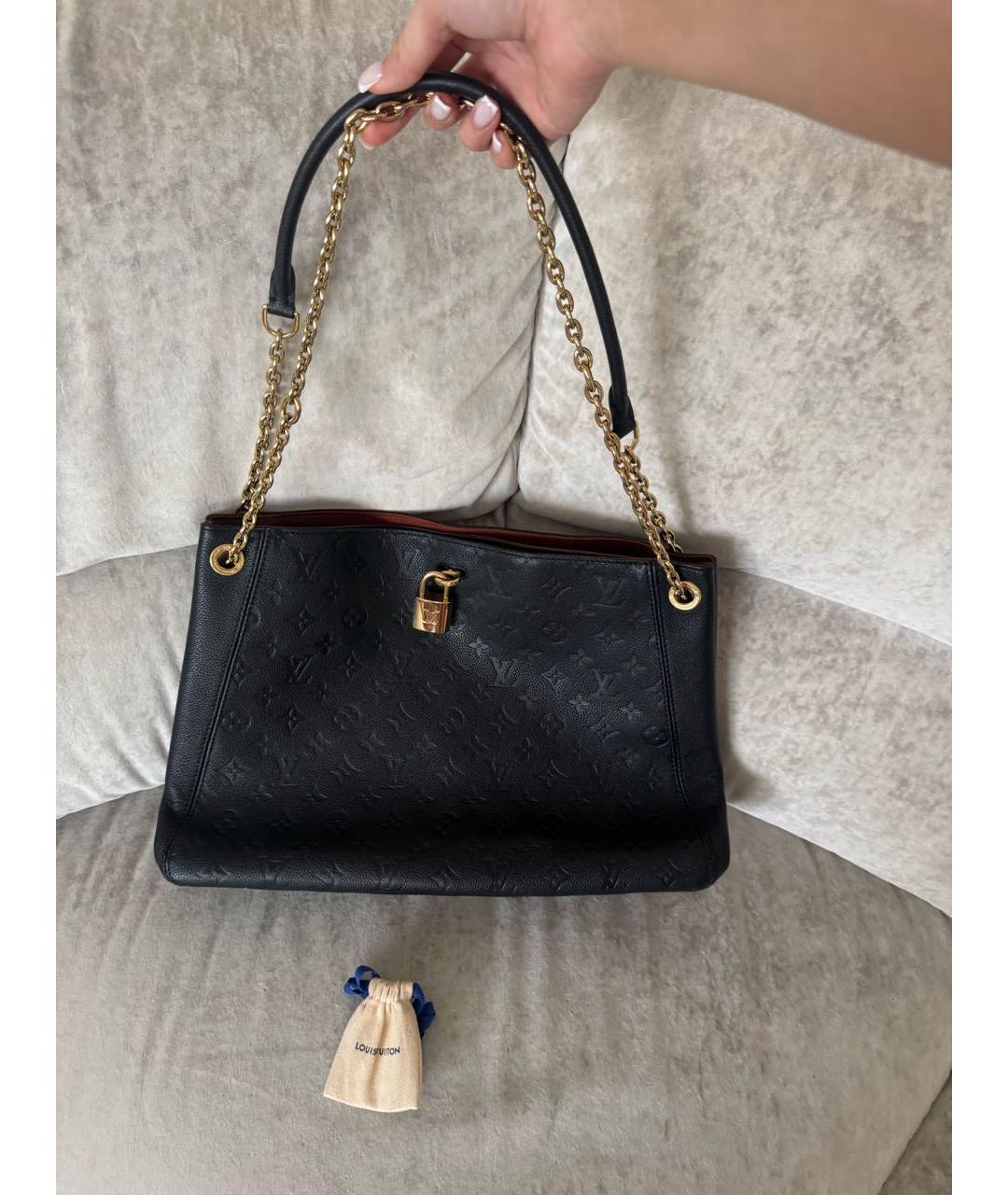 LOUIS VUITTON Черная кожаная сумка тоут, фото 3