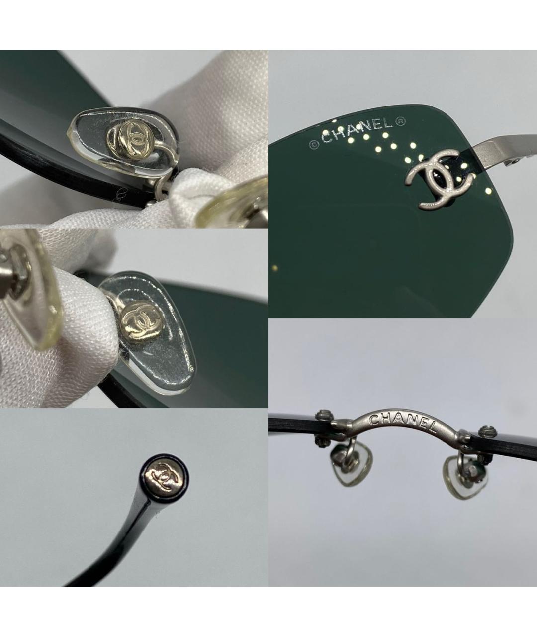 CHANEL Зеленые металлические солнцезащитные очки, фото 4