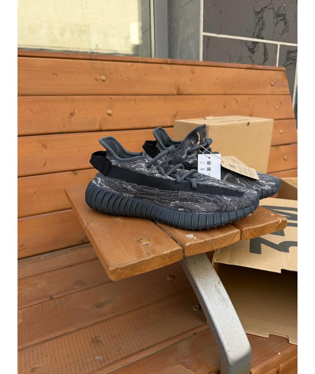 ADIDAS YEEZY Антрацитовые текстильные кроссовки, фото 6