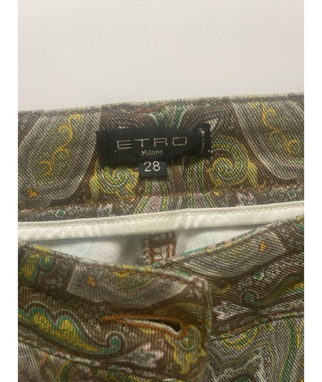 ETRO Зеленые хлопковые прямые джинсы, фото 3
