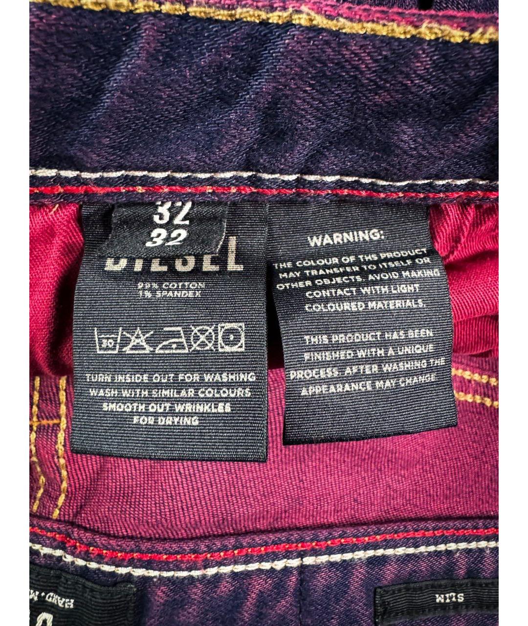 DIESEL Фиолетовые хлопковые прямые джинсы, фото 5