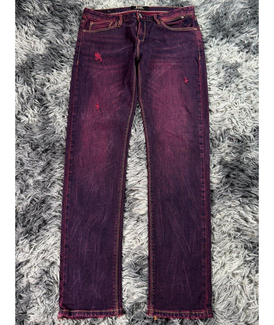 DIESEL Фиолетовые хлопковые прямые джинсы, фото 8