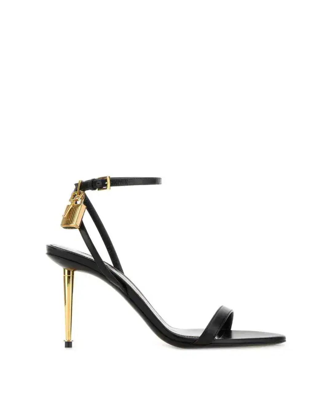 TOM FORD Черные кожаные босоножки, фото 1