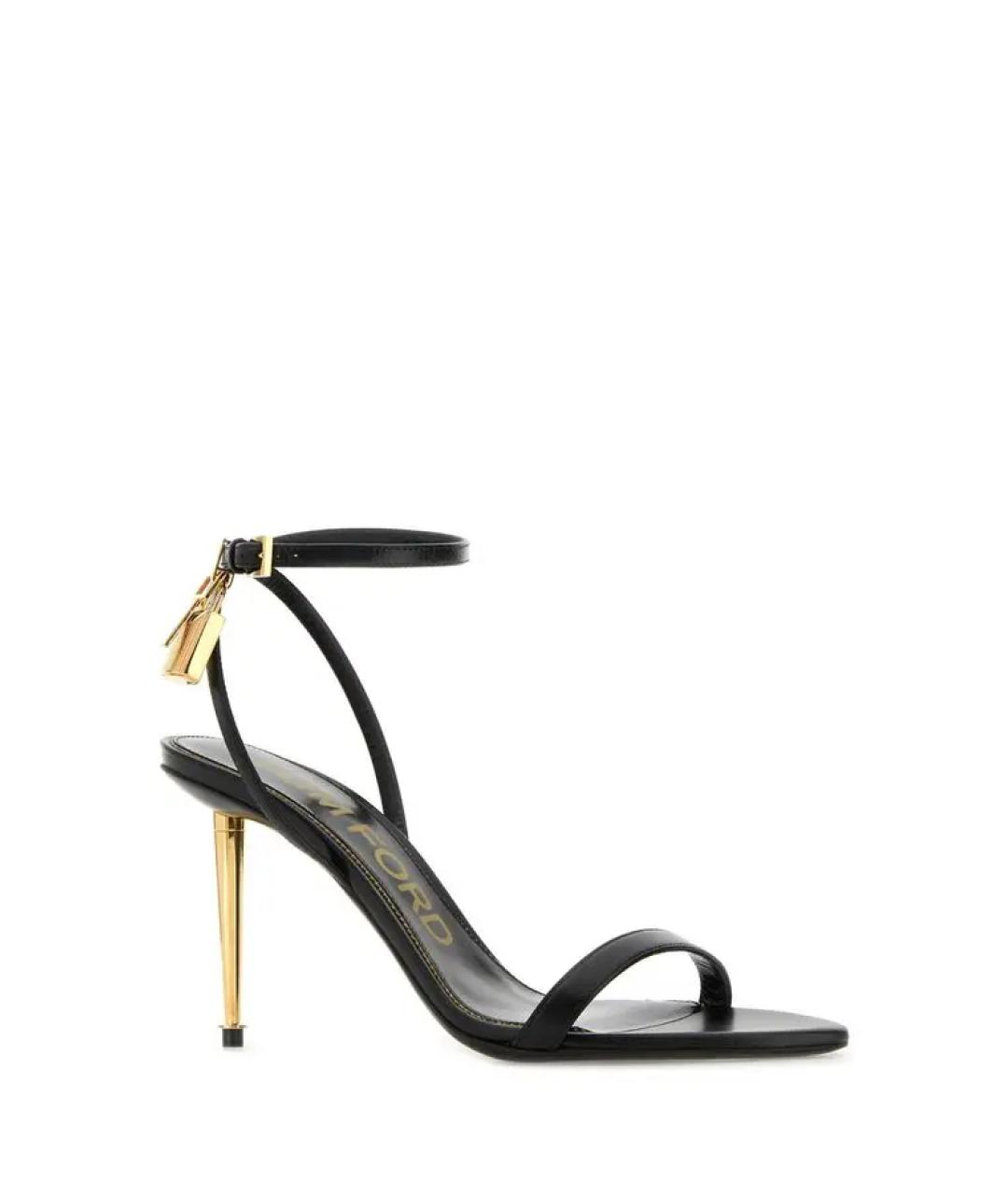 TOM FORD Черные кожаные босоножки, фото 4
