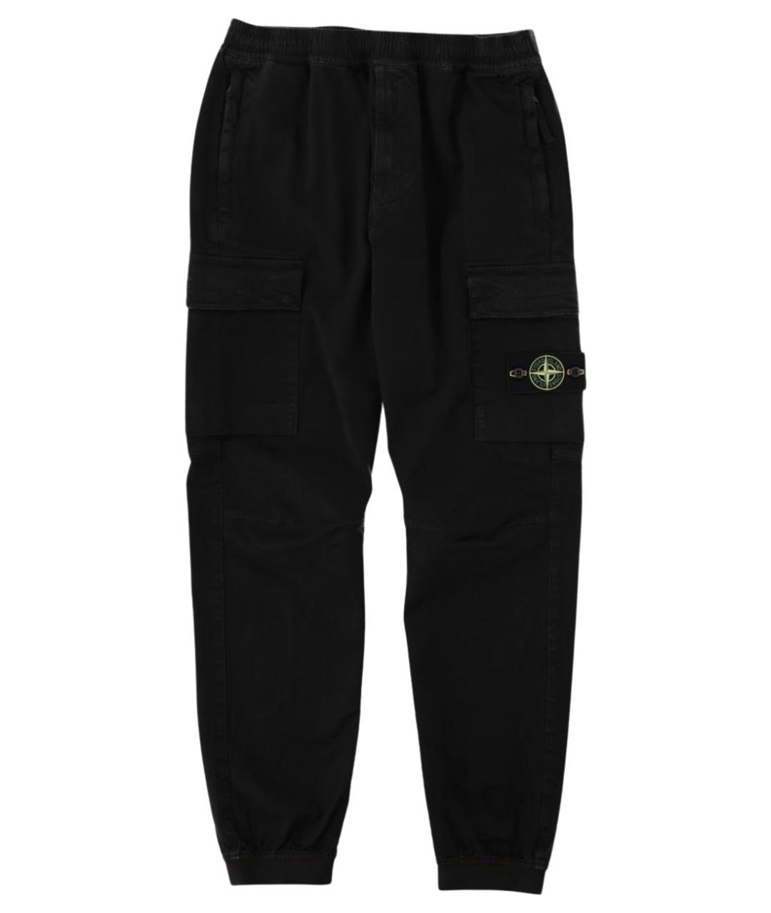 STONE ISLAND Черные хлопковые повседневные брюки, фото 1