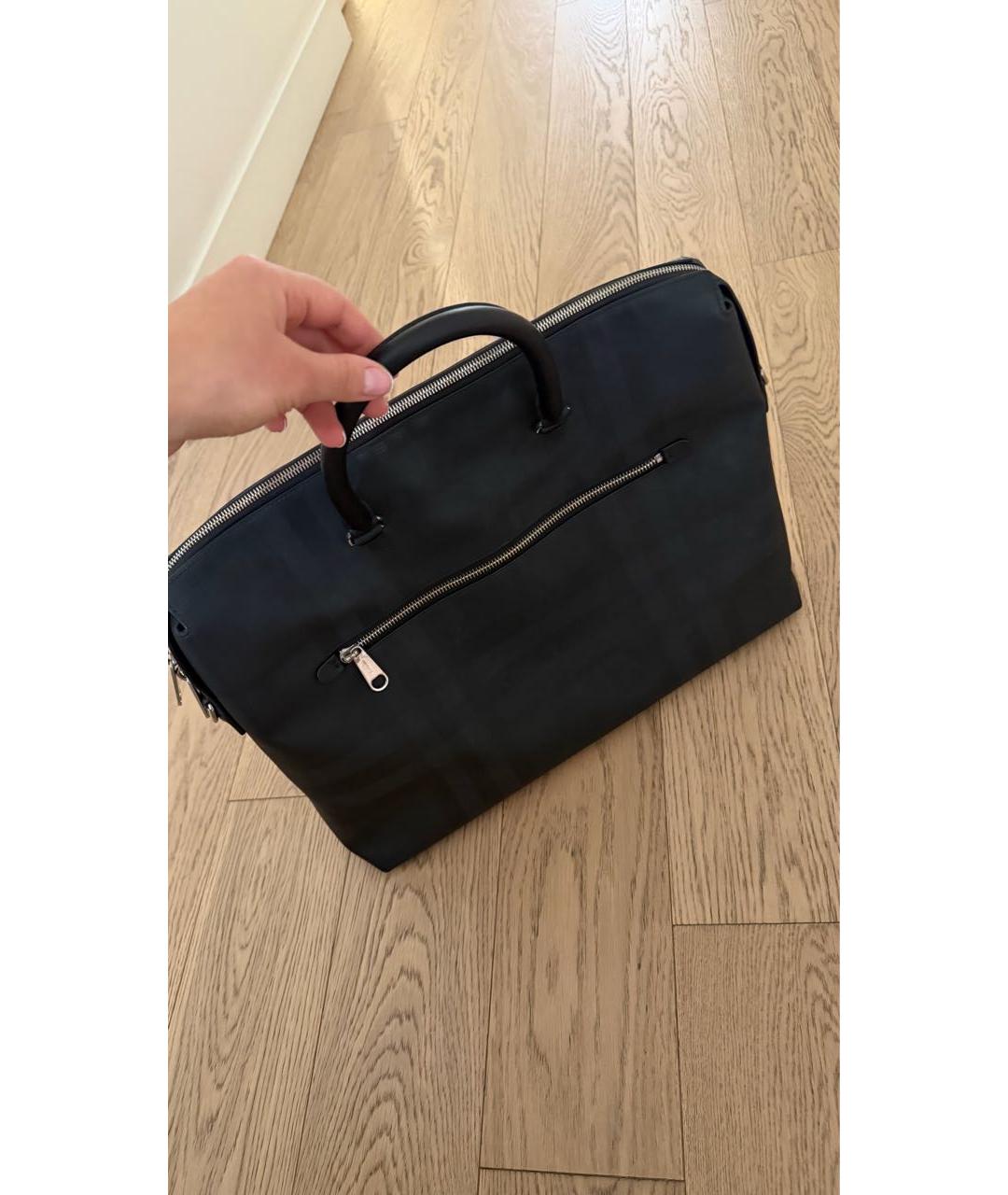 BURBERRY Черный кожаный портфель, фото 3