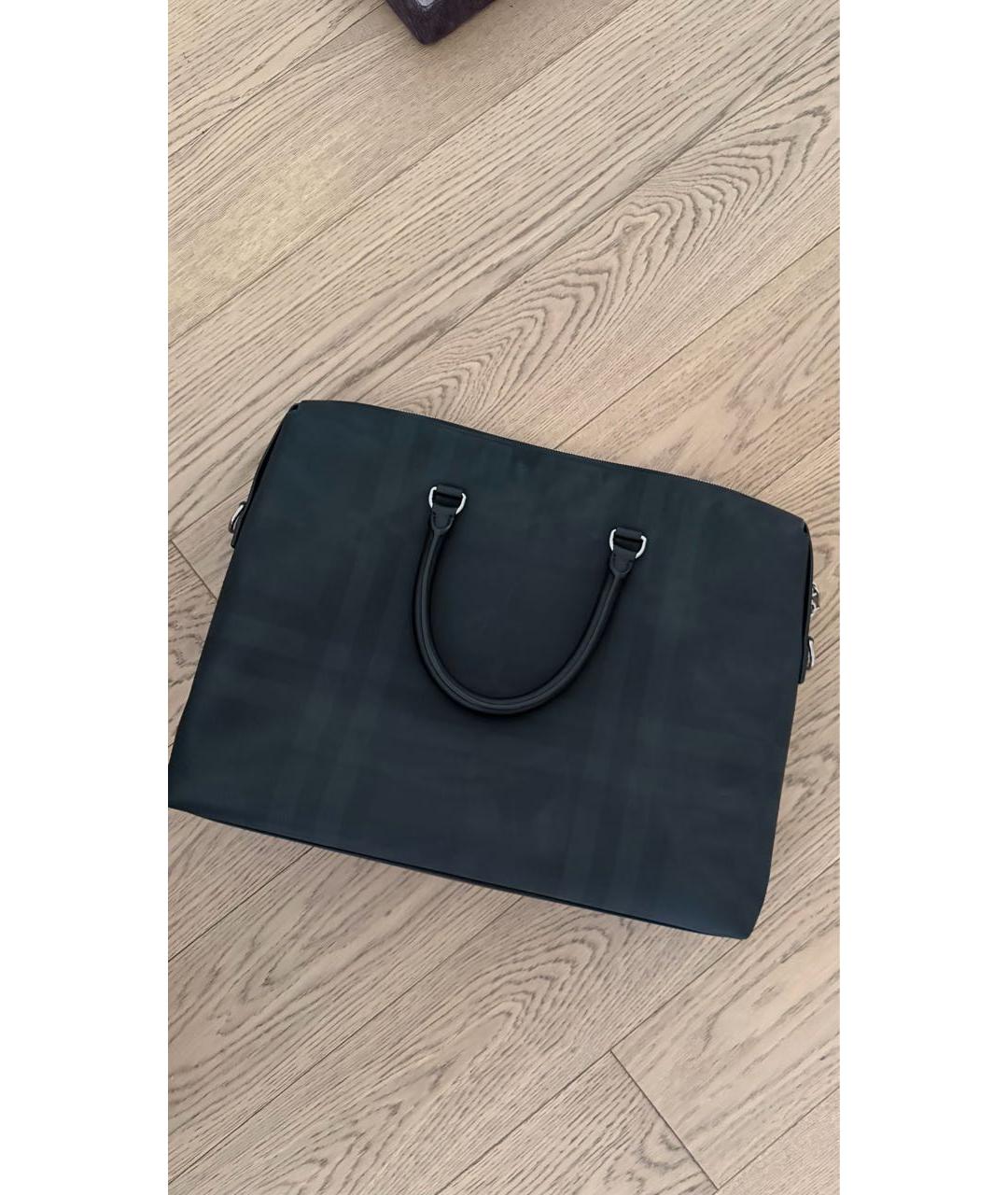 BURBERRY Черный кожаный портфель, фото 4
