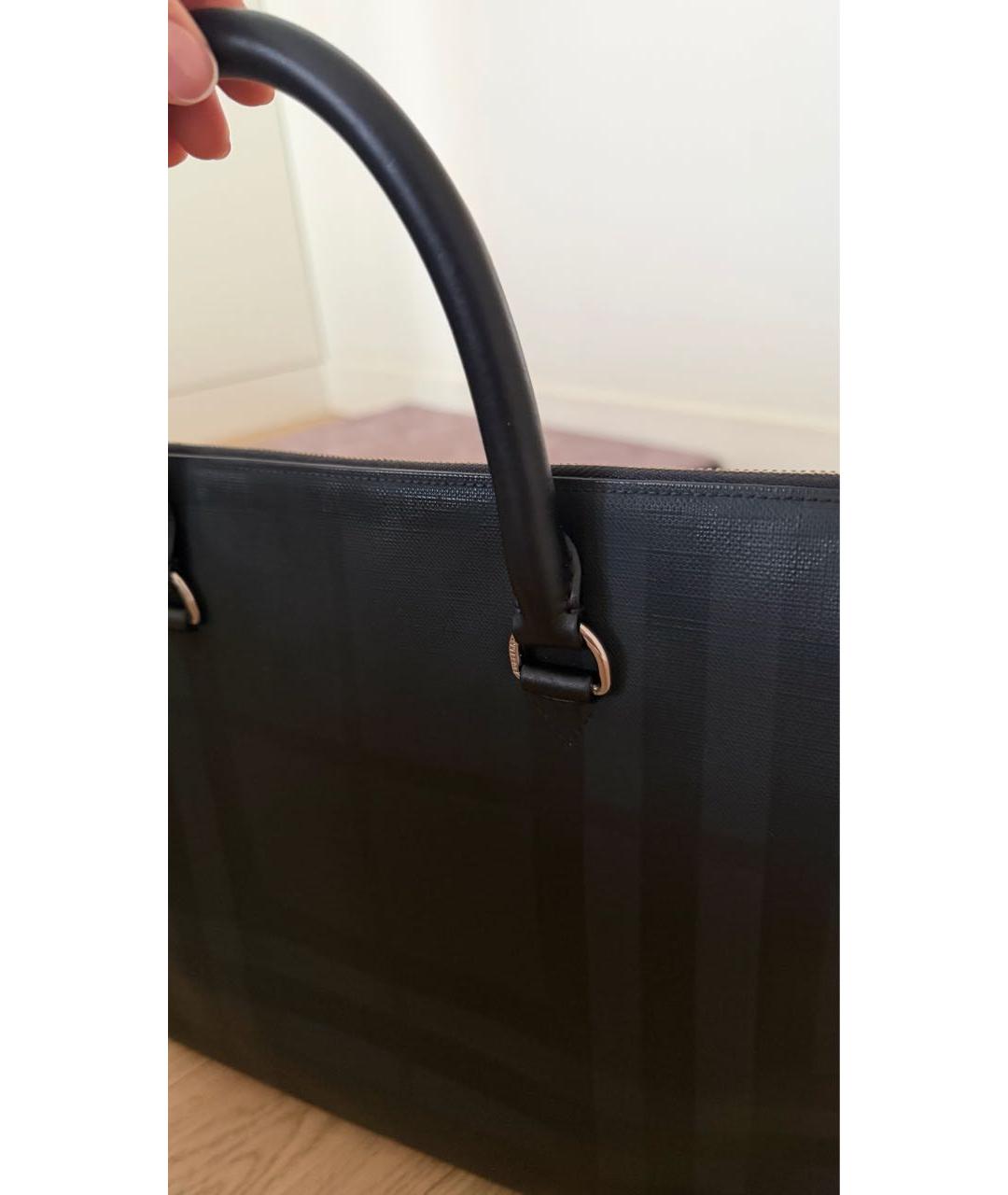 BURBERRY Черный кожаный портфель, фото 2