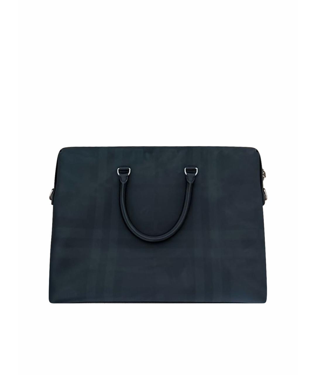 BURBERRY Черный кожаный портфель, фото 1
