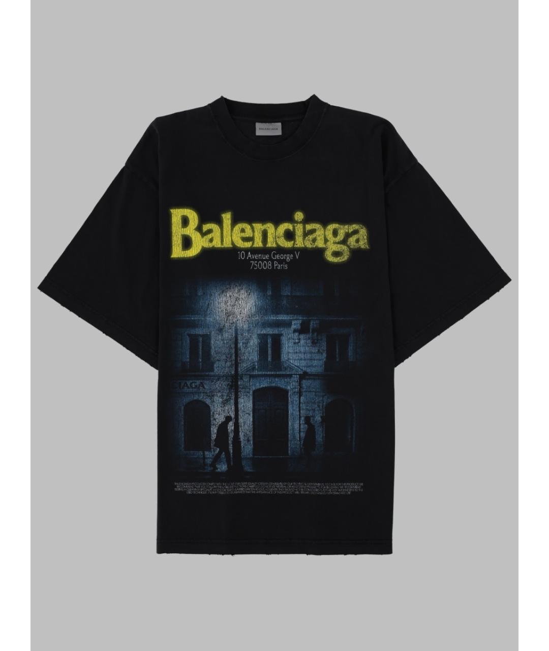 BALENCIAGA Черная хлопковая футболка, фото 3