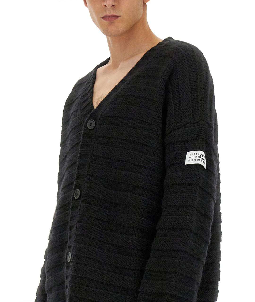 MM6 MAISON MARGIELA Черный шерстяной кардиган, фото 4