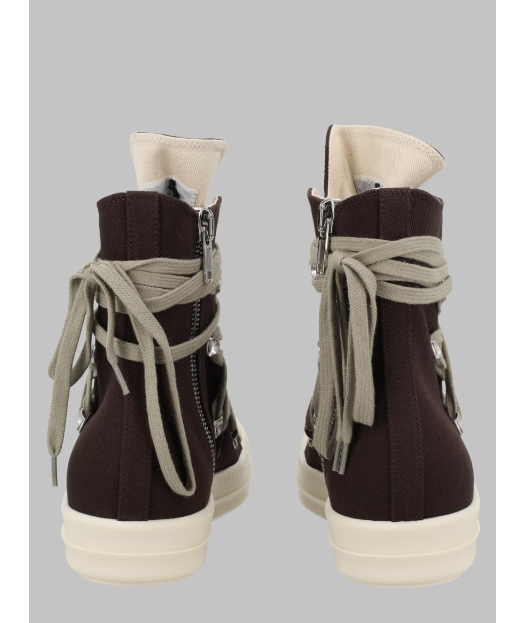 RICK OWENS DRKSHDW Антрацитовые текстильные высокие кроссовки / кеды, фото 2