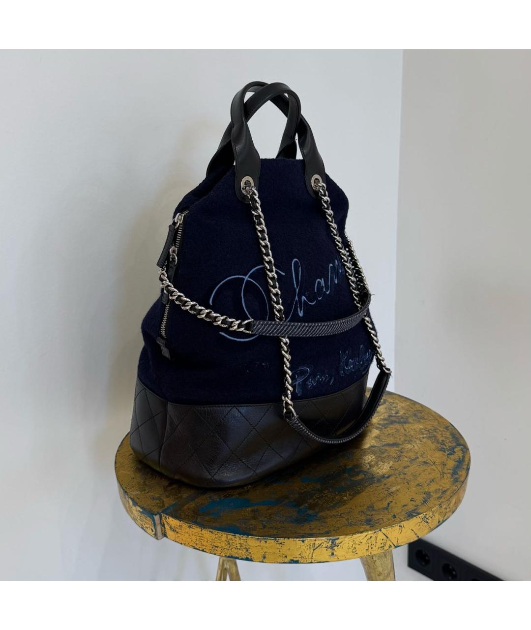 CHANEL Синяя тканевая сумка тоут, фото 2
