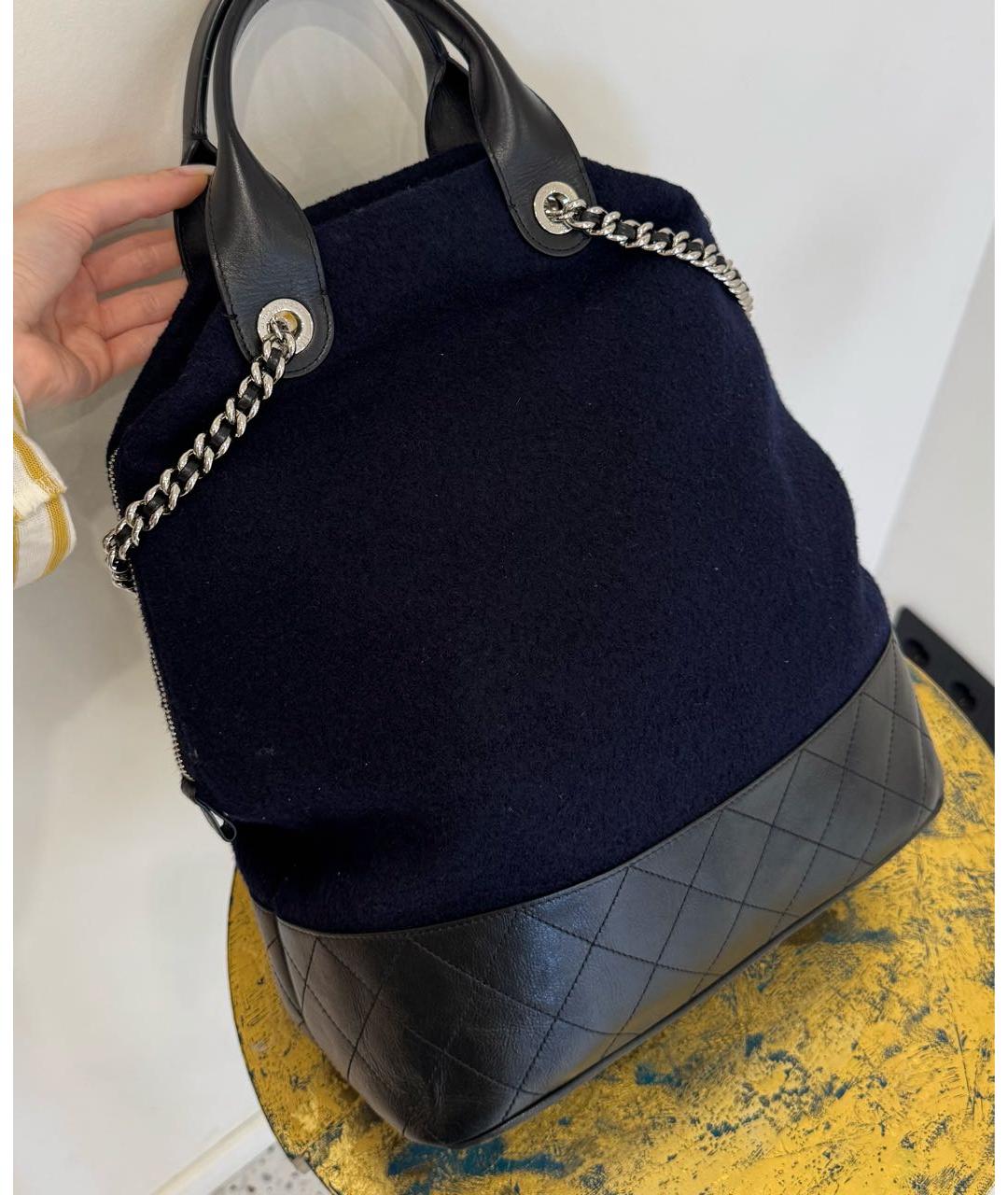 CHANEL Синяя тканевая сумка тоут, фото 4