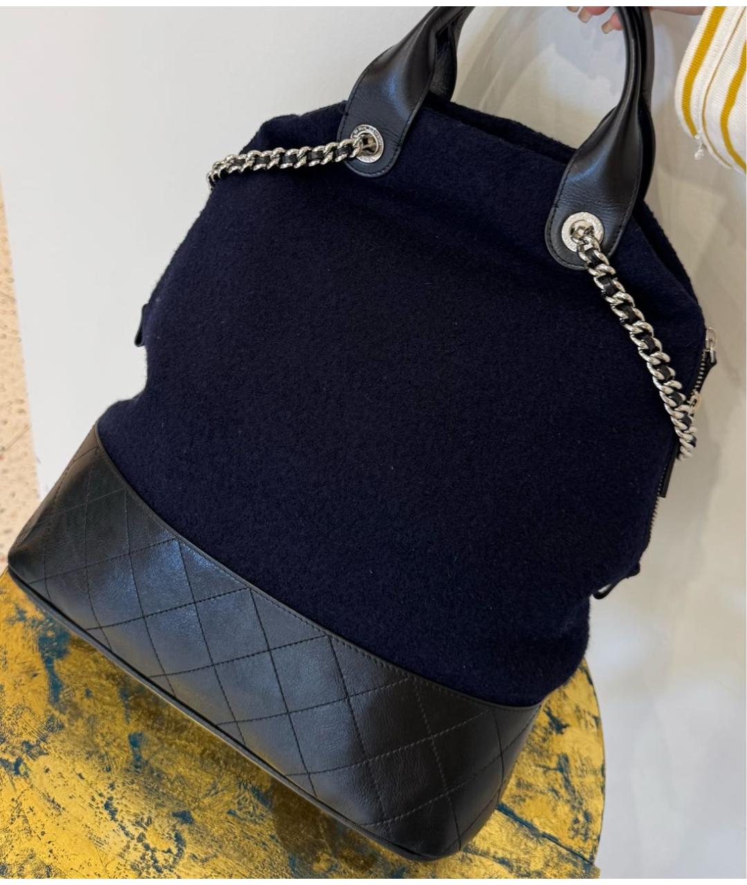 CHANEL Синяя тканевая сумка тоут, фото 3