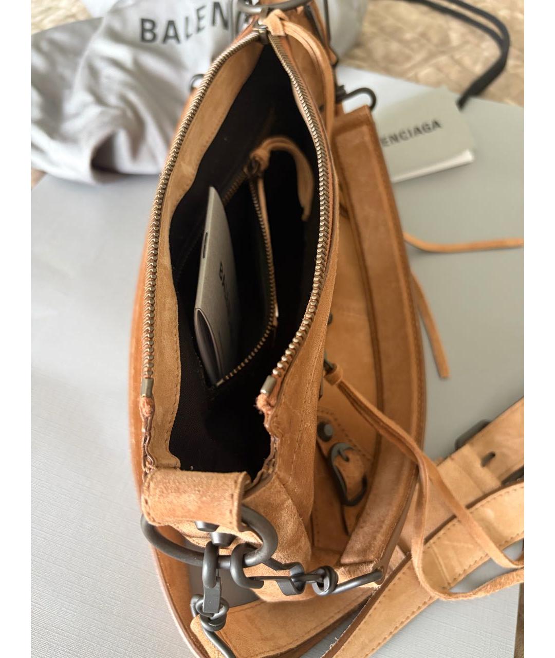 BALENCIAGA Коричневая замшевая сумка через плечо, фото 4