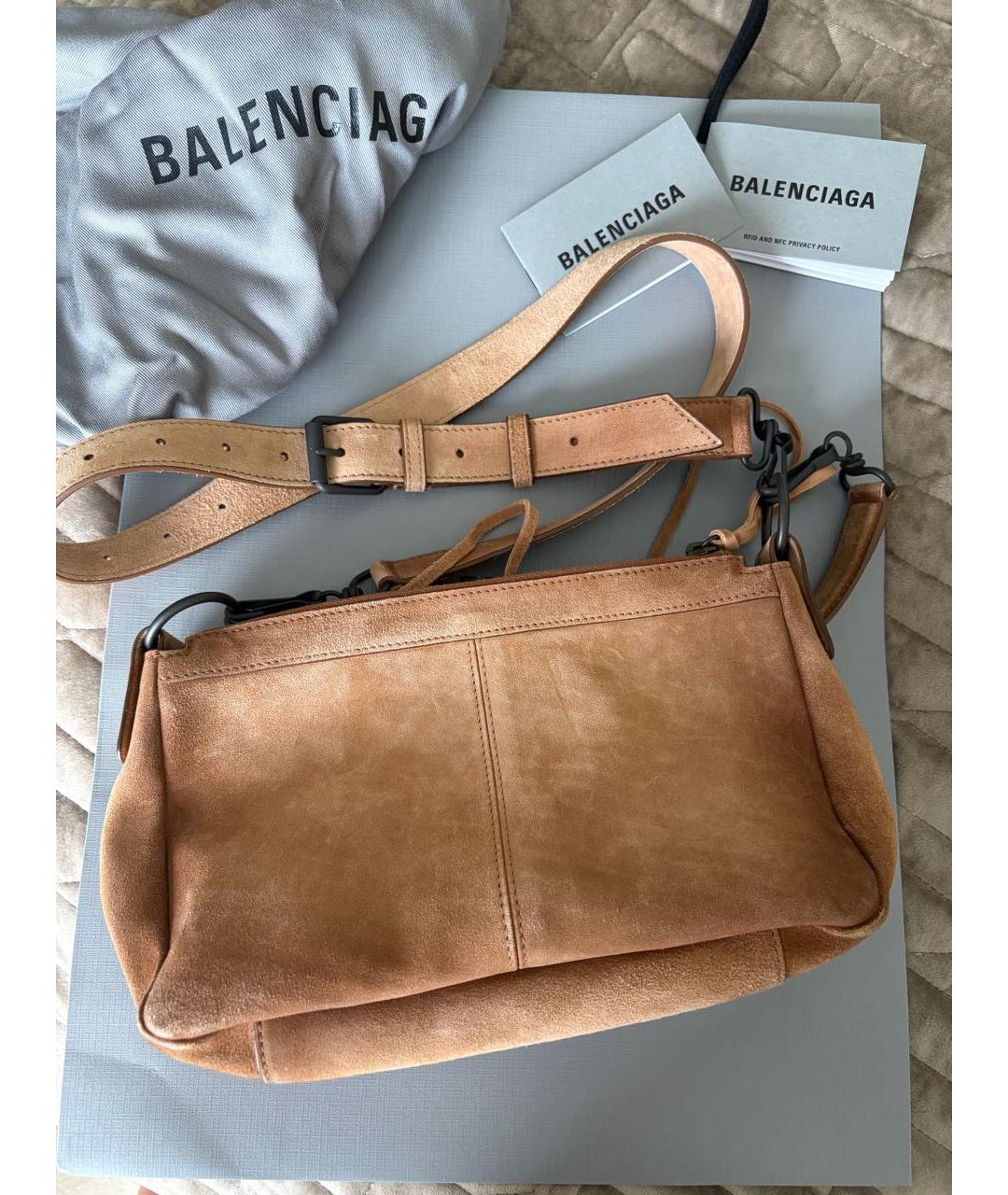 BALENCIAGA Коричневая замшевая сумка через плечо, фото 3